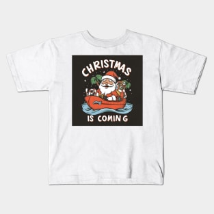 Santa on boat Kids T-Shirt